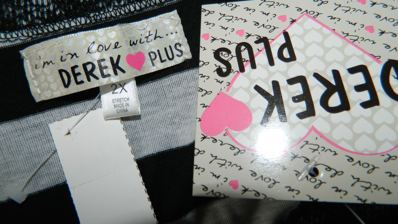 Derek Heart Women Plus Size 2x Black White Lined Knit Top Sweater Tunic