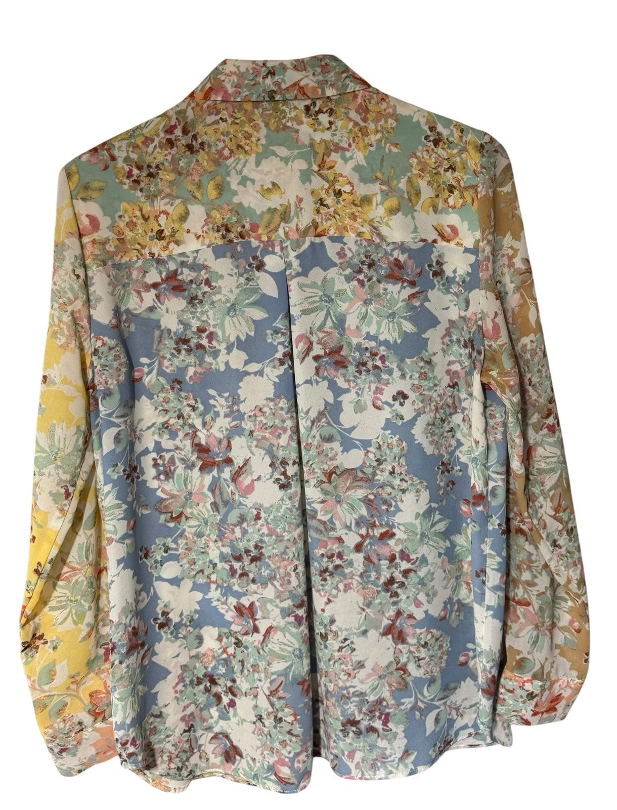 Rose & Olive Patchwork Floral Button Down Blouse Top Multicolor Large