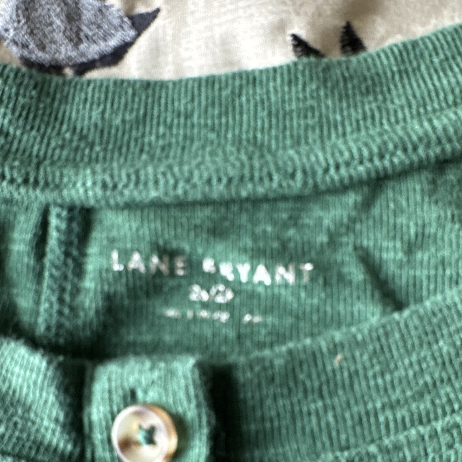 Lane Bryant Green Solid Button Henley Knit Short Sleeve Pullover Top Plus 26/28