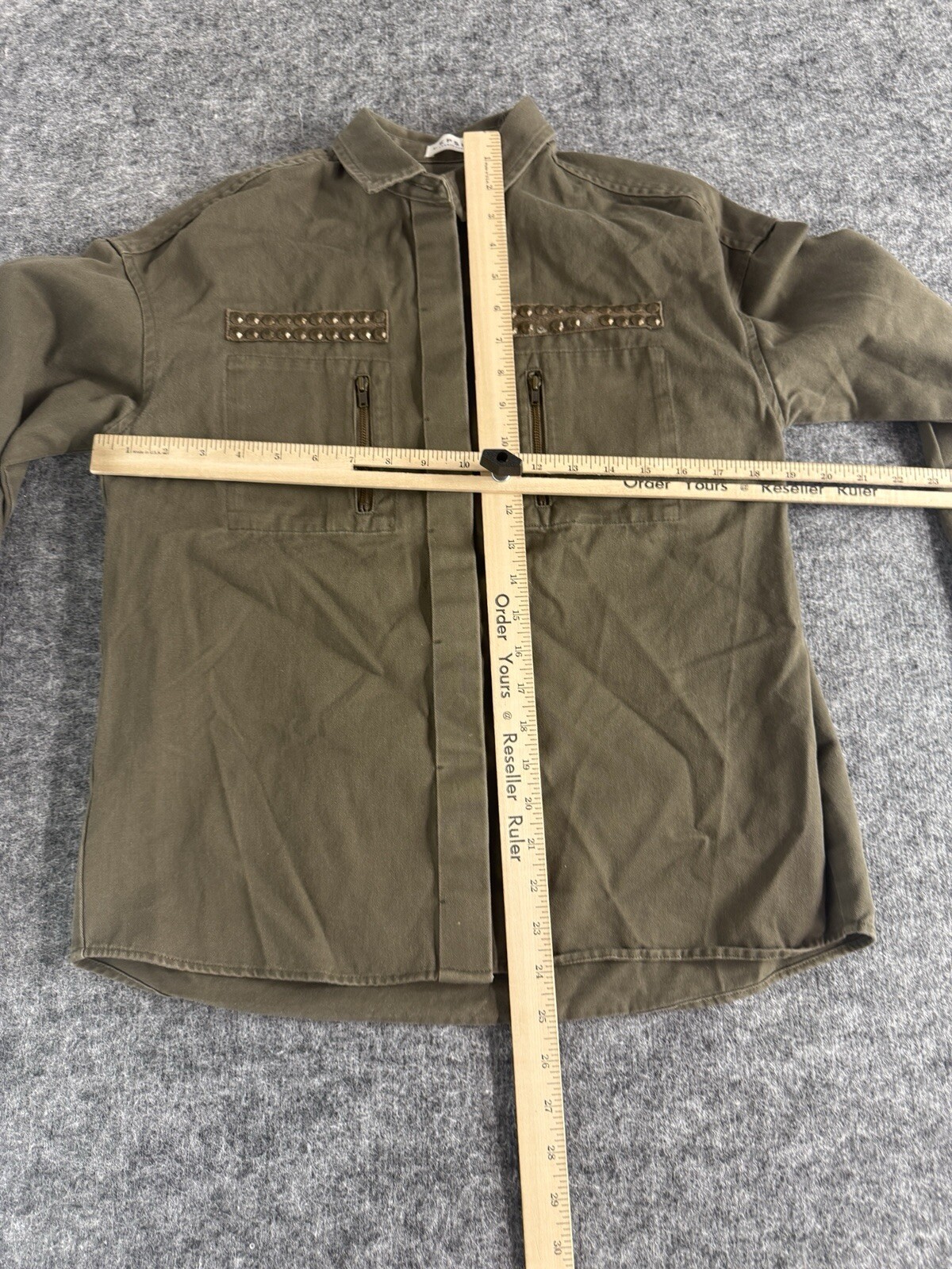 LEPSIM Lowrys Farm Shirt Women F Medium Green Army Military Pockets Japan N333