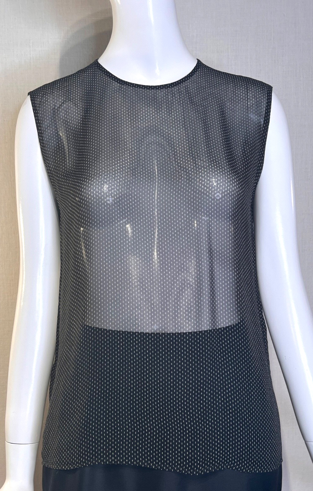 GIORGIO ARMANI Black Label Silk Chiffon Sleeveless Top, Size 40 Italy VTG Sheer