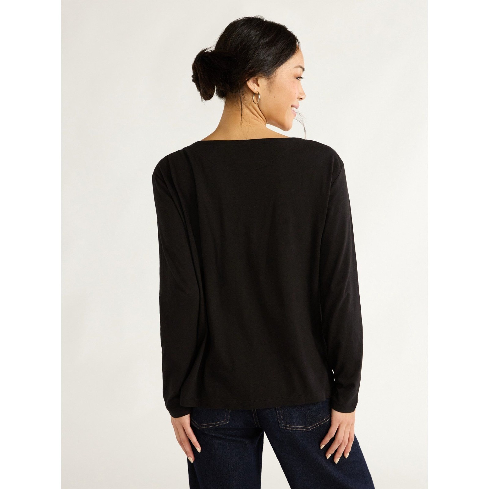 Free Assembly Women’s Long Sleeve Drop Shoulder Tee SIZE LARGE BLACK NIP