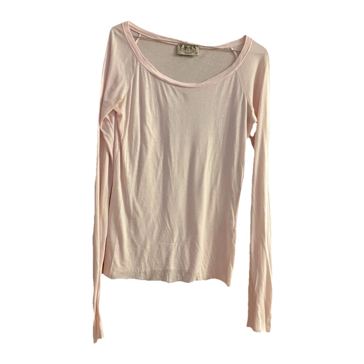 VTG Juicy Couture Long Sleeve T-Shirt Wm M Pastel Baby Pink Paris Hilton Tan Tag