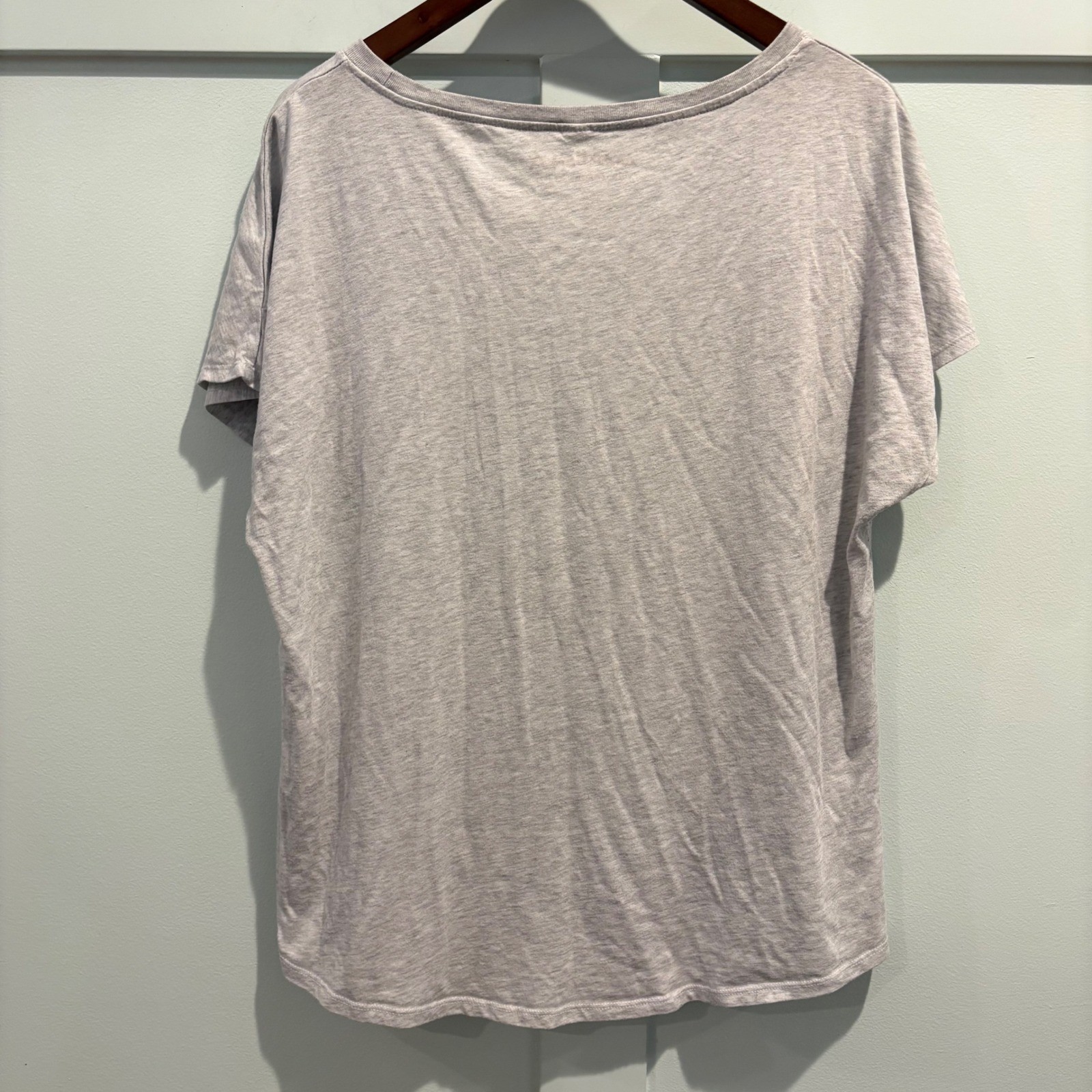 Marushka Dog Graphic Tee Large Heather Gray Novelty Scoop Neck Short Sleeve Top