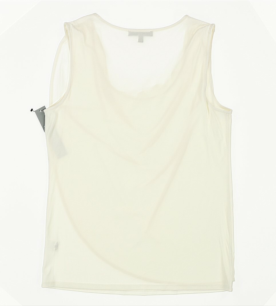 CLASSIQUES ENTIER Women’s Drape Neck Silk Blend Ivory Jersey Tank Top Size Large
