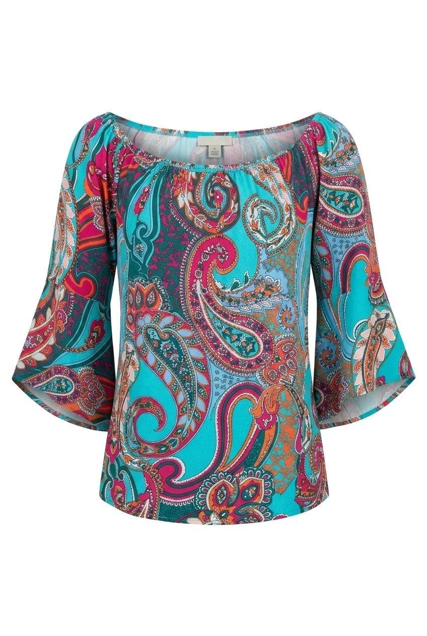 BOHO LUXE COLORFUL BOHEMIAN OFF SHOULDER TOP