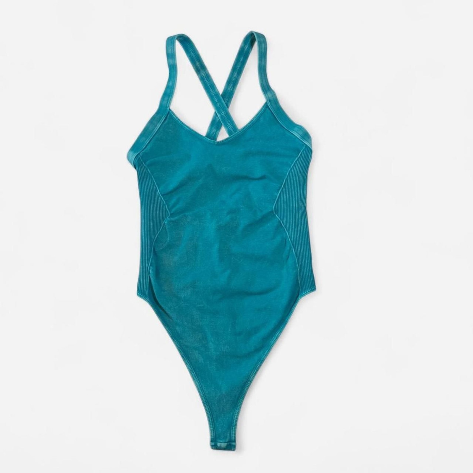 Free People Movement Teal Criss Cross Back Leotard Bodysuit One Piece XS/S