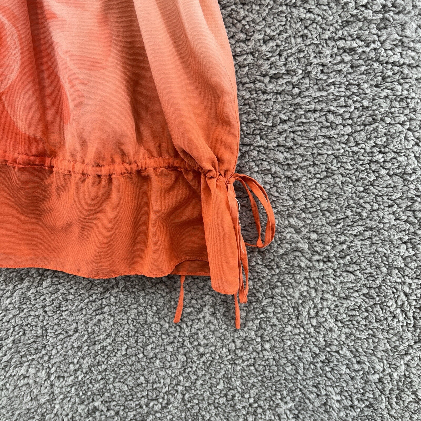 Tori Richard Blouse Womens 0 Orange Ombre Colorful Ruffle Hem Hana Peasant Top