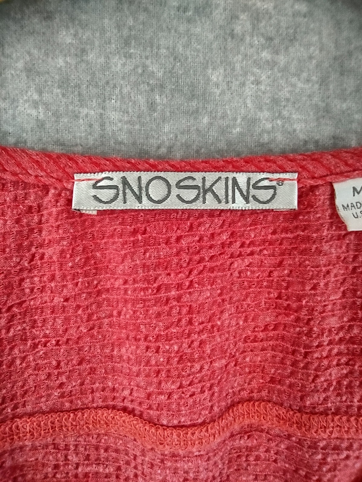 SnoSkins Top Medium Coral Red Thermal Dolman Pullover Cozy Outdoor Cabin Chic US