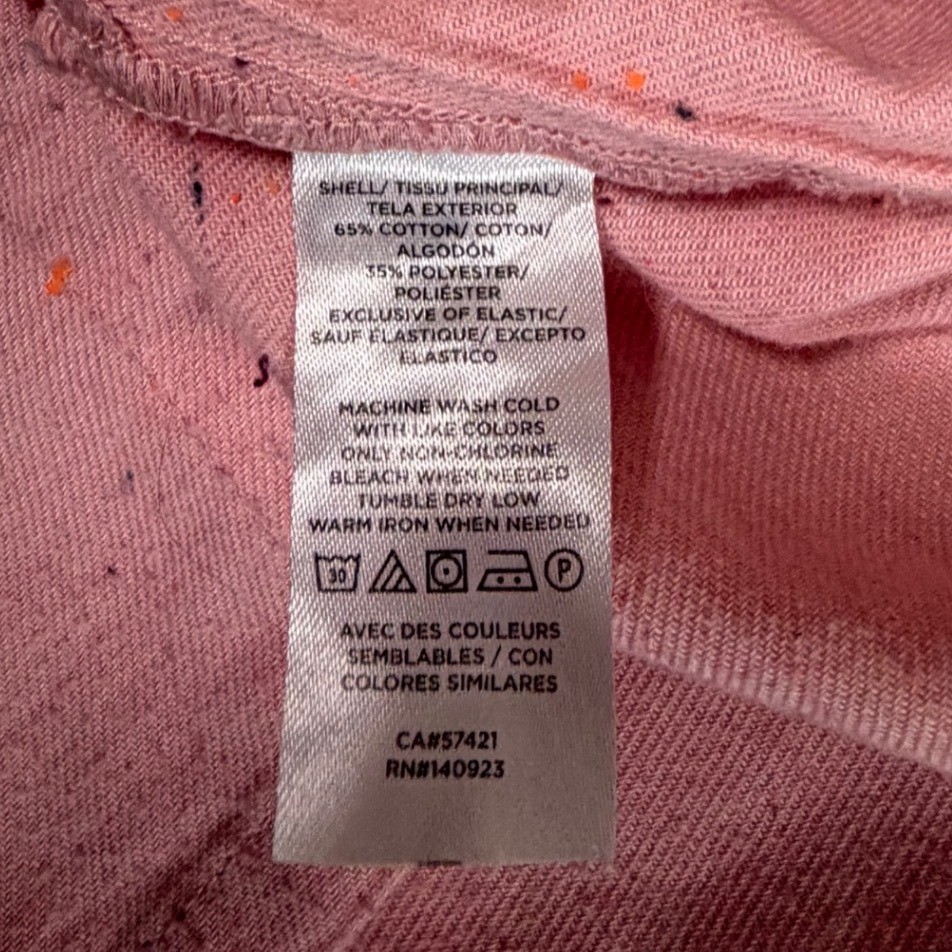 Loft Pink Speckled Henley Blouse Womens Large Cottagecore Minimalist Long Sleeve