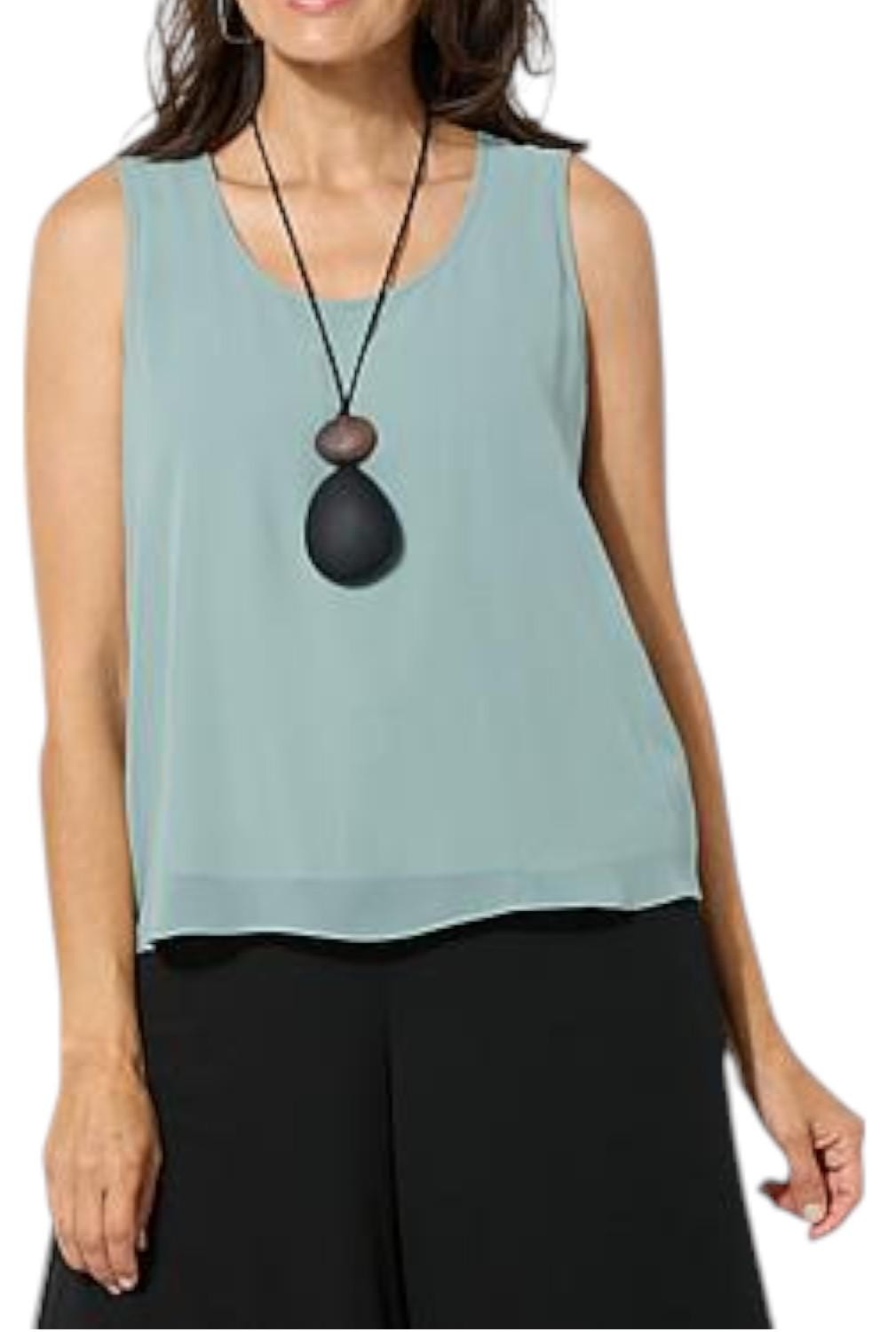 WynneLayers Women’s Chiffon Double-Layer Tank Top Lichen