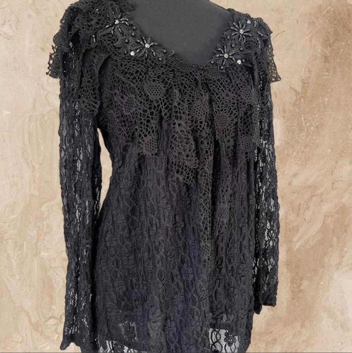 My Pretty Angel Black Lace Whimsigoth Tunic Top – Size Medium