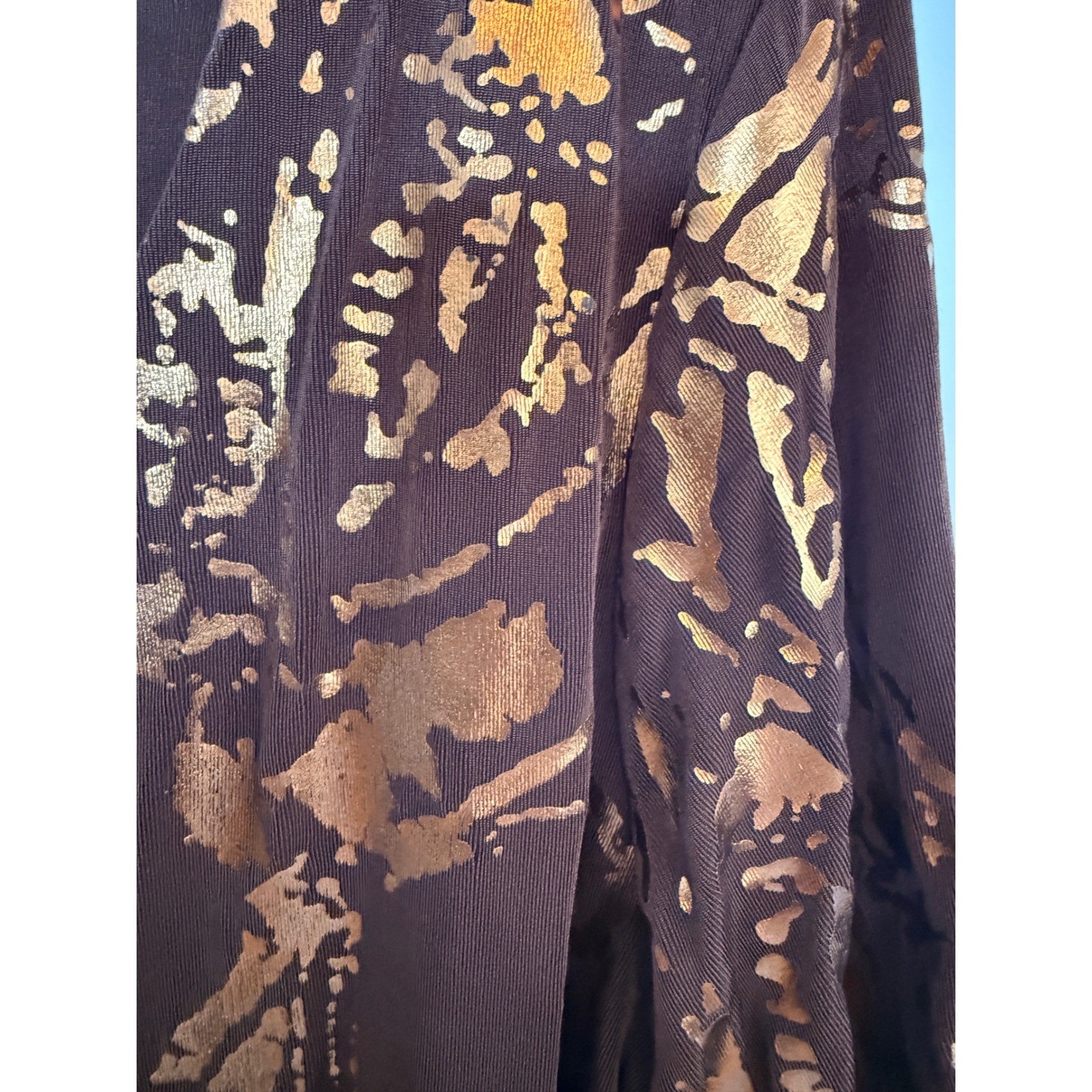 Chico’s Travelers Top Women Size 3 Brown Gold Acetate Metallic Foil XL