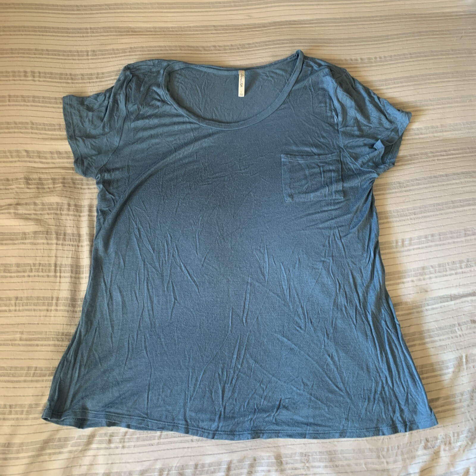 ACTIVE USA teal LARGE t Shirt Pocket Ladies