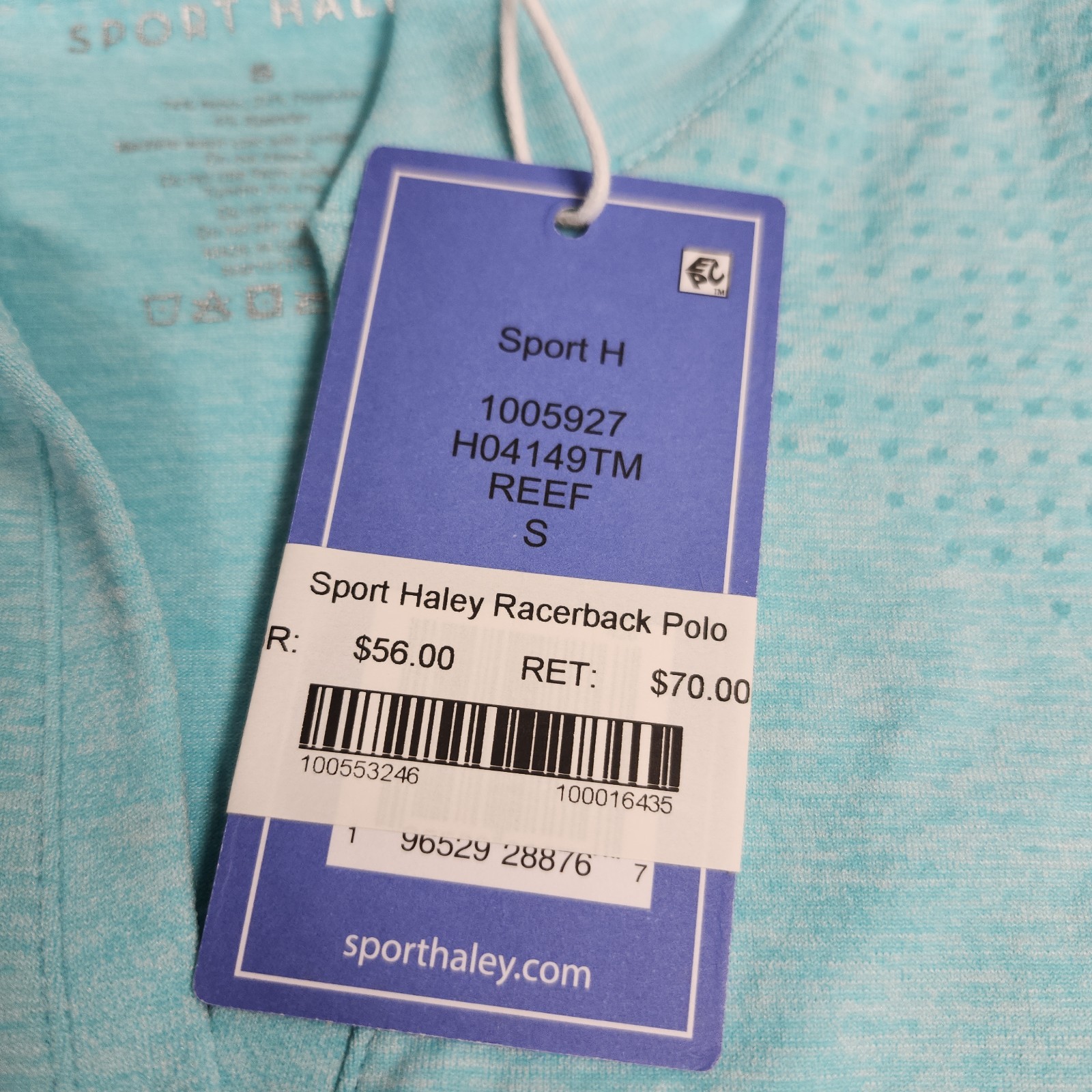 Sport Haley Blue Racerback Polo Shirt Womens Size Small NWT