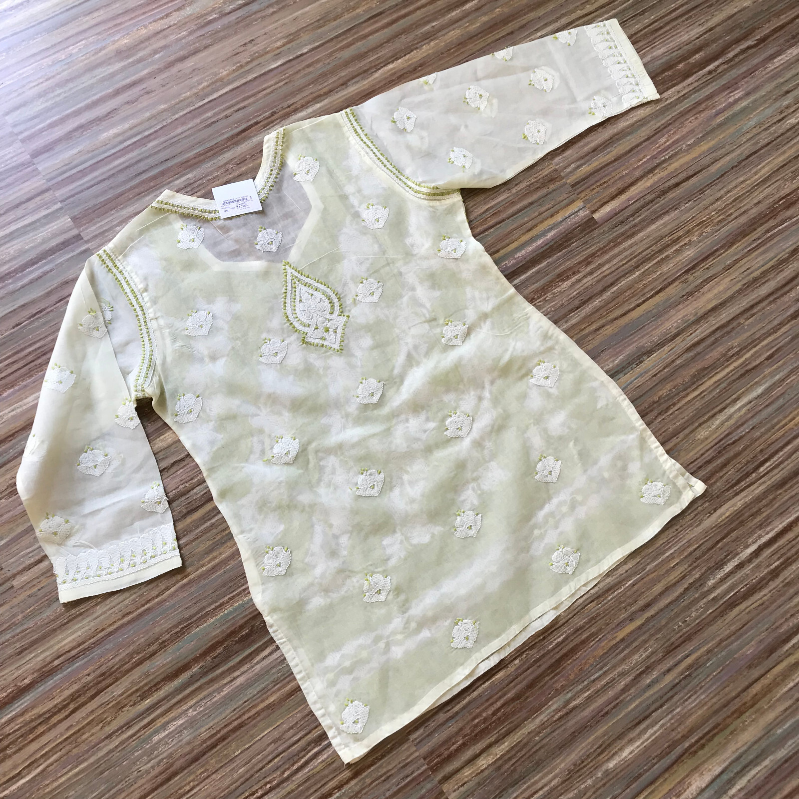 Dupatta House Embroidered Kurti Tunic Top Green Paisley Cotton NWT 40″ Bust