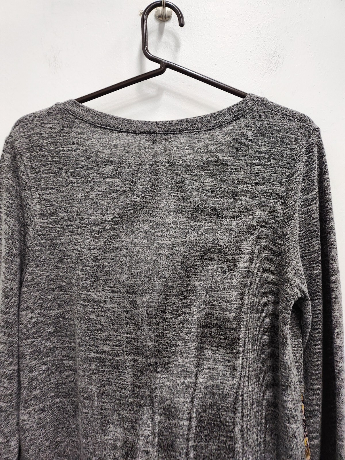 Oddy BOHO Tunic Top Womens Medium Gray Floral Contrast Long Sleeve Casual