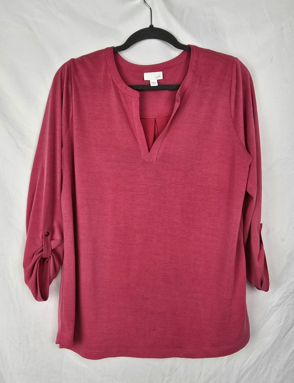 J. Jill Notch Neckline Boxy Barbiecore Tunic Top Women’s sz M Petite