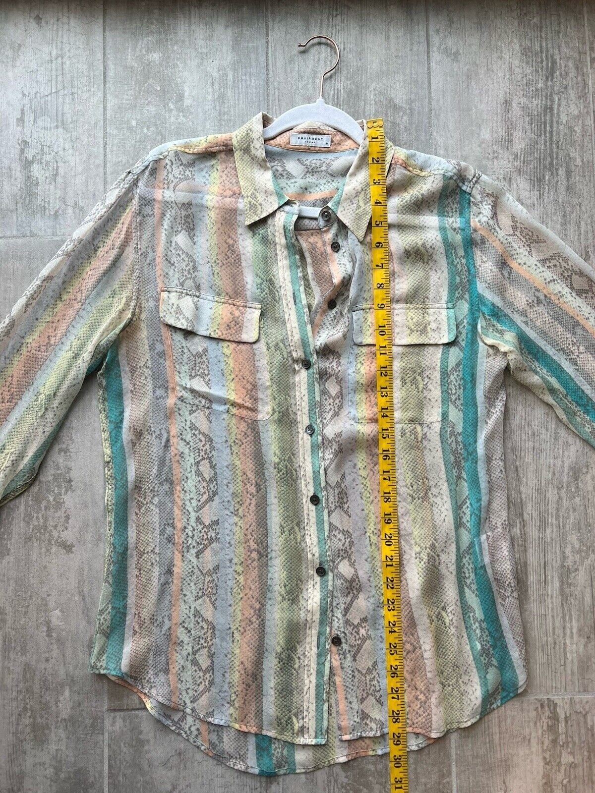EQUIPMENT FEMME 100% Silk Snake Print Sheer Long Sleeve Button Blouse Designer M