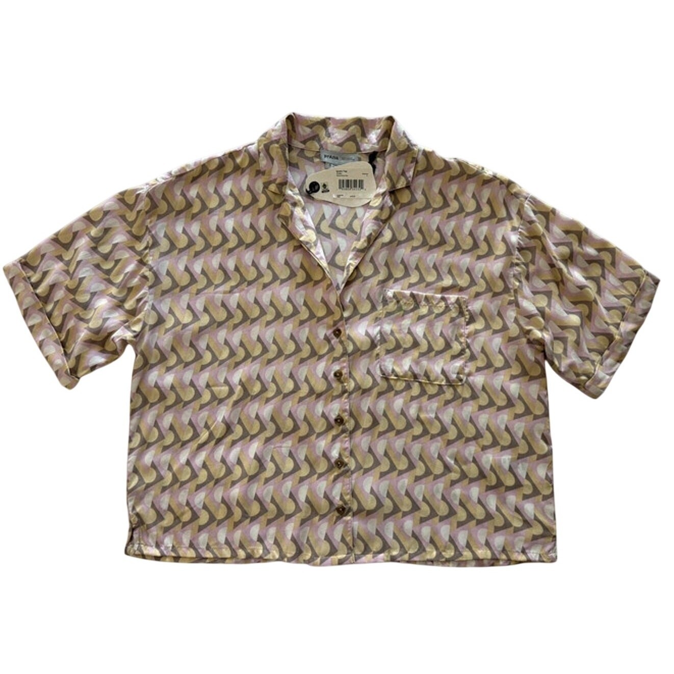 PrAna Iguala Top Women’s Small Willow Retro Geo Button Up Shirt NWT $79