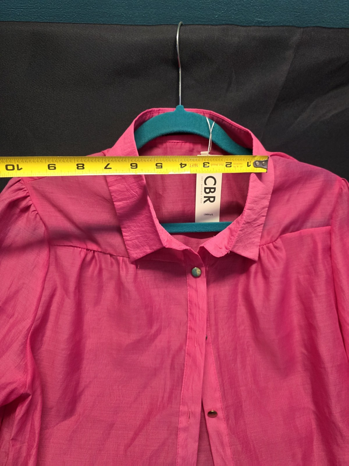 CBR Chic Boutique Rose – Button Front Blouse – Womens XL – Pink – Sheer Top