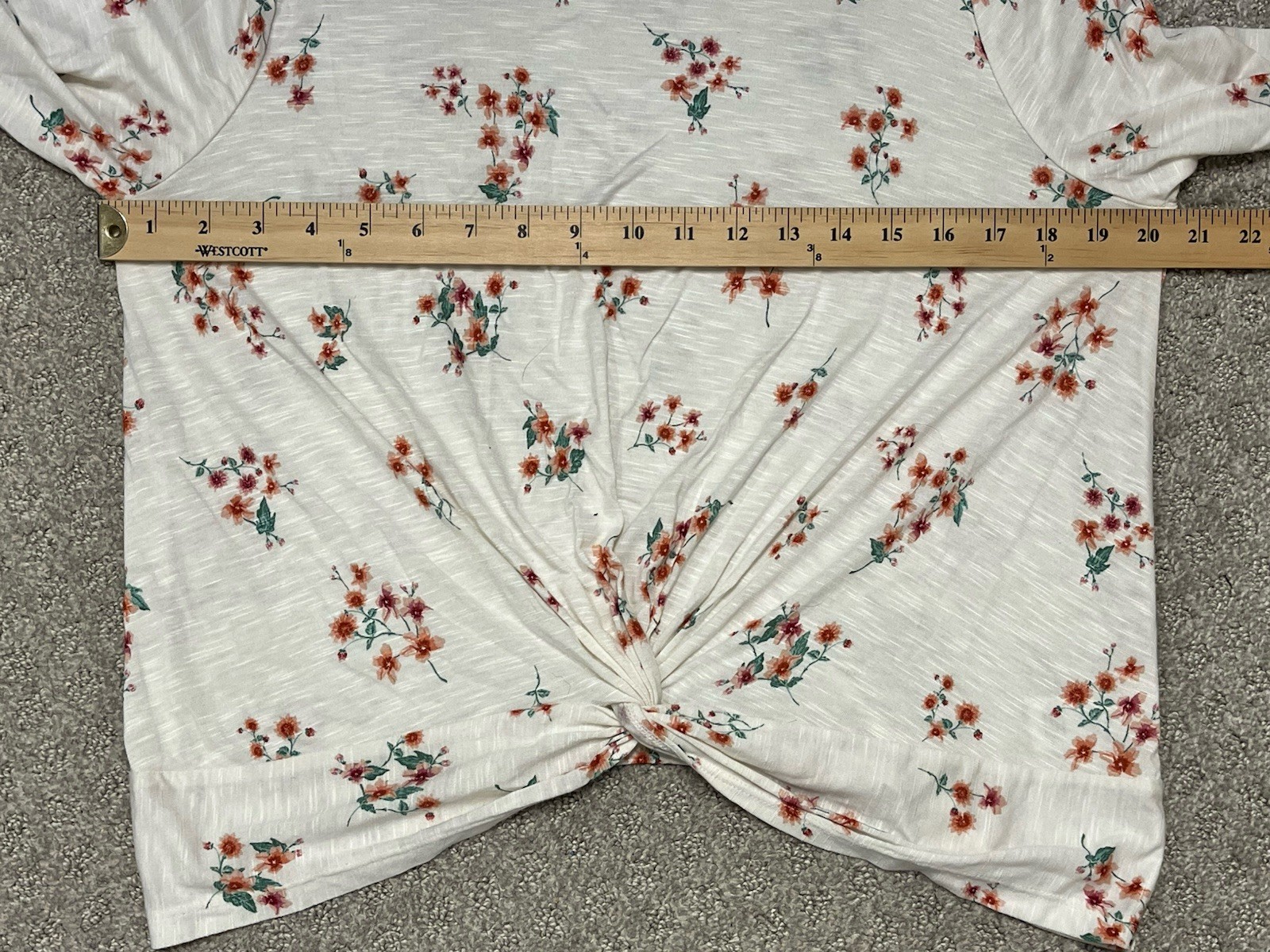 SO Long Sleeve Floral Knit Top Front Twist Detail COTTAGECORE Romantic Size L