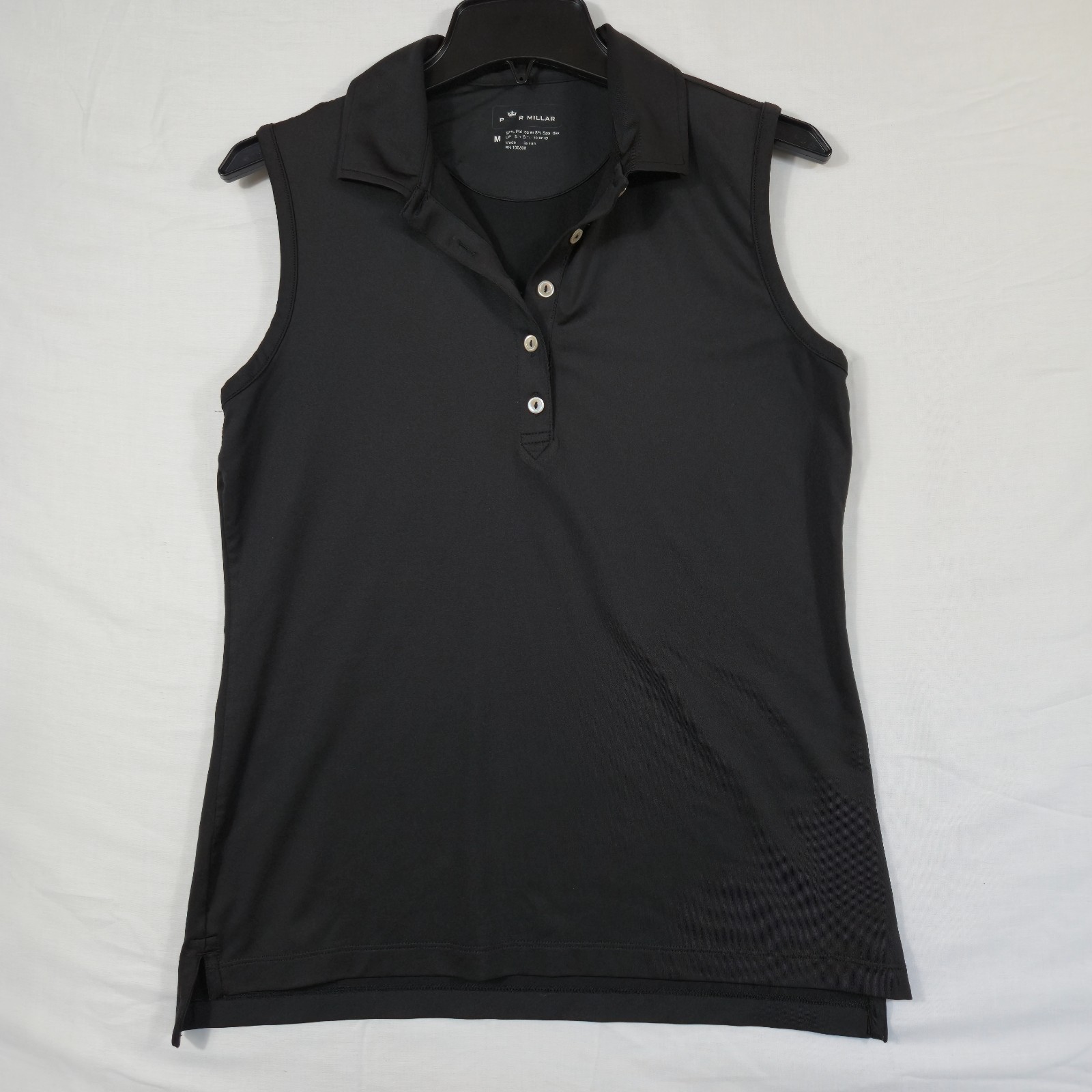 Peter Millar Polo Shirt Womens Medium Black Stretch Golf Tennis Sport Sleeveless