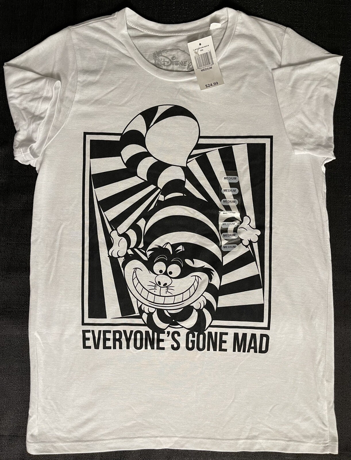 Women’s Disney Alice In Wonderland Chesire Cat “Everyone’s Gone Mad” Medium Tee