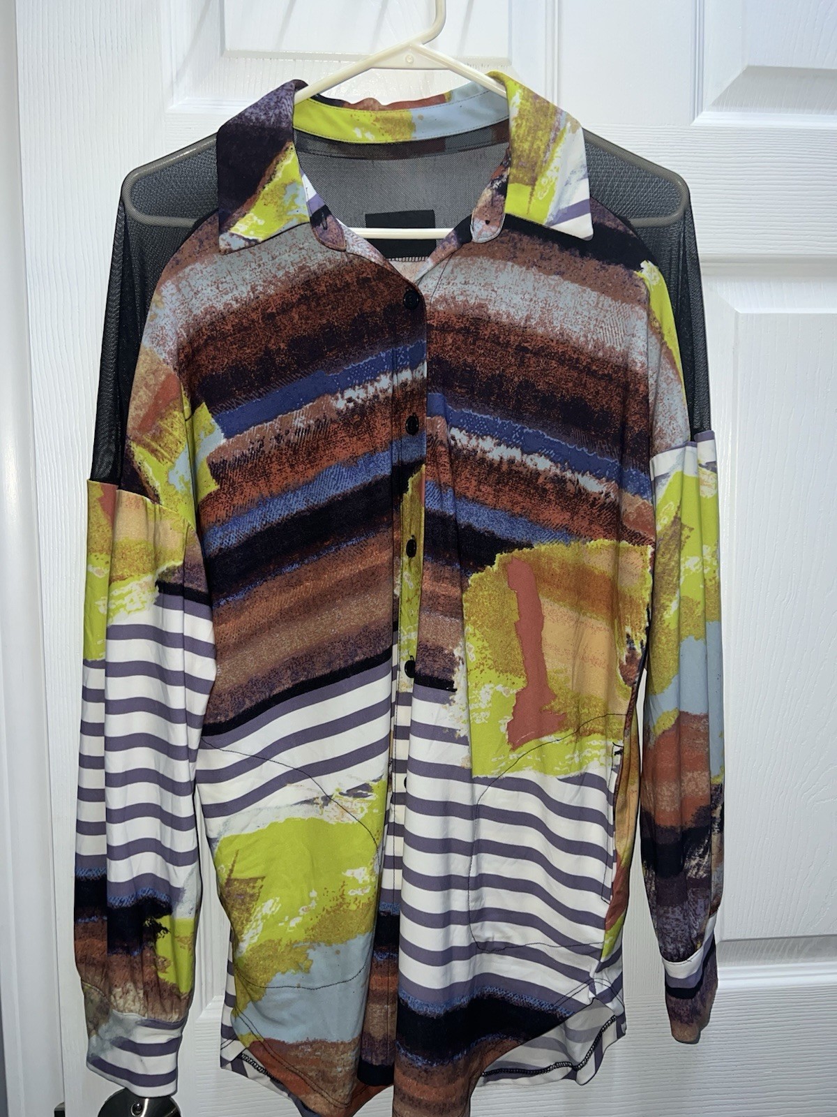 LOT OF 3 Attitudes by Renee Como Jersey Mesh Shoulder Printed Shirts Small