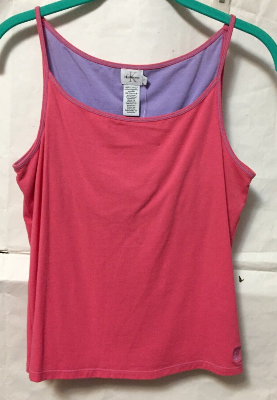 Womens Support Tank Calvin Klein Coral & Lavender Medium Cotton Lycra