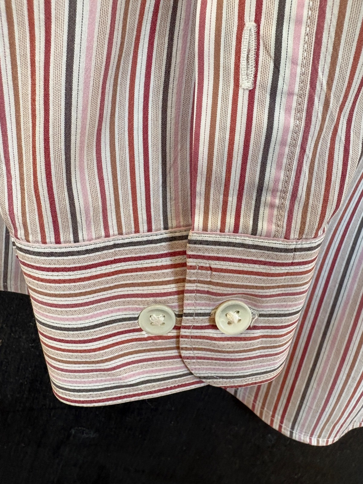 Façonnable Shirt Top Blouse Women’s Large Stripes LS Cotton Blend Logo Pocket