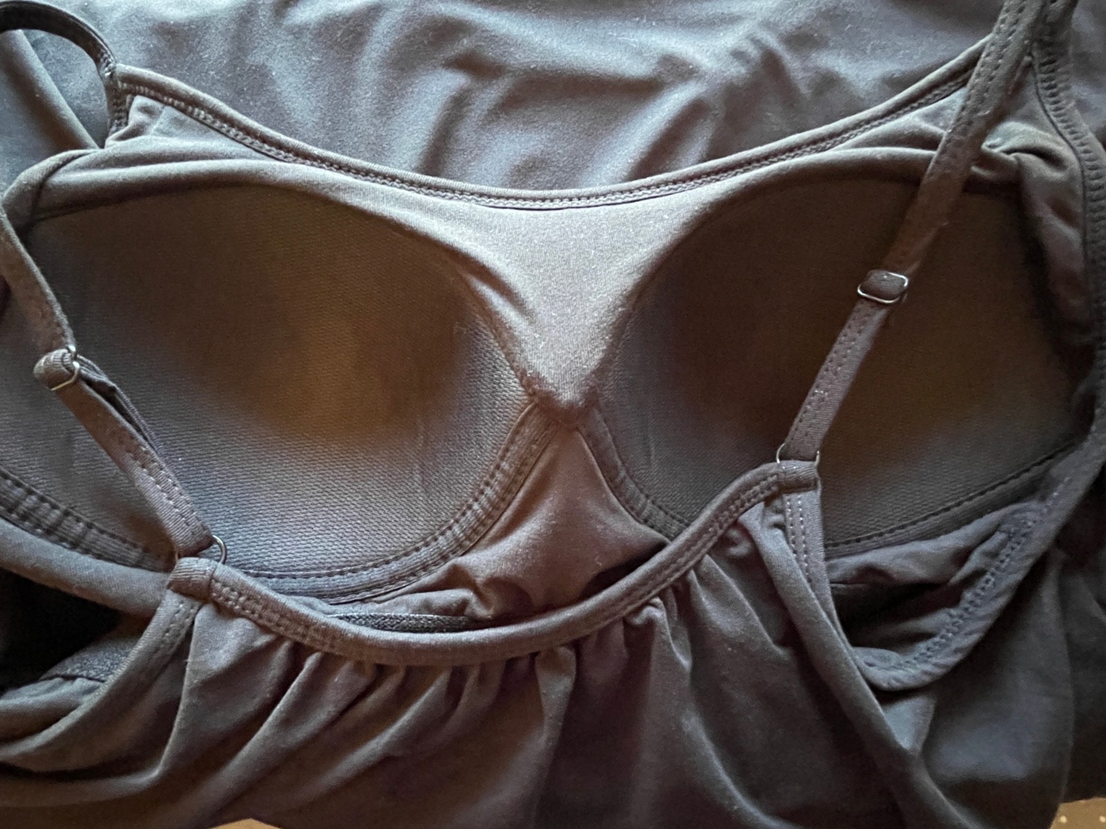 32 Degrees Cool Top Cami Women Large Black Padded Built in Bra Beach Stretch