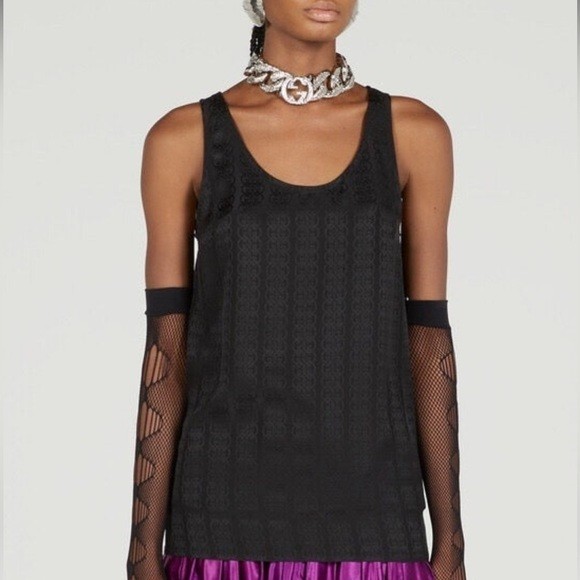 $1,450 New Authentic Gucci G Silk crepe Satin Sleeveless Top XL Extra large sale