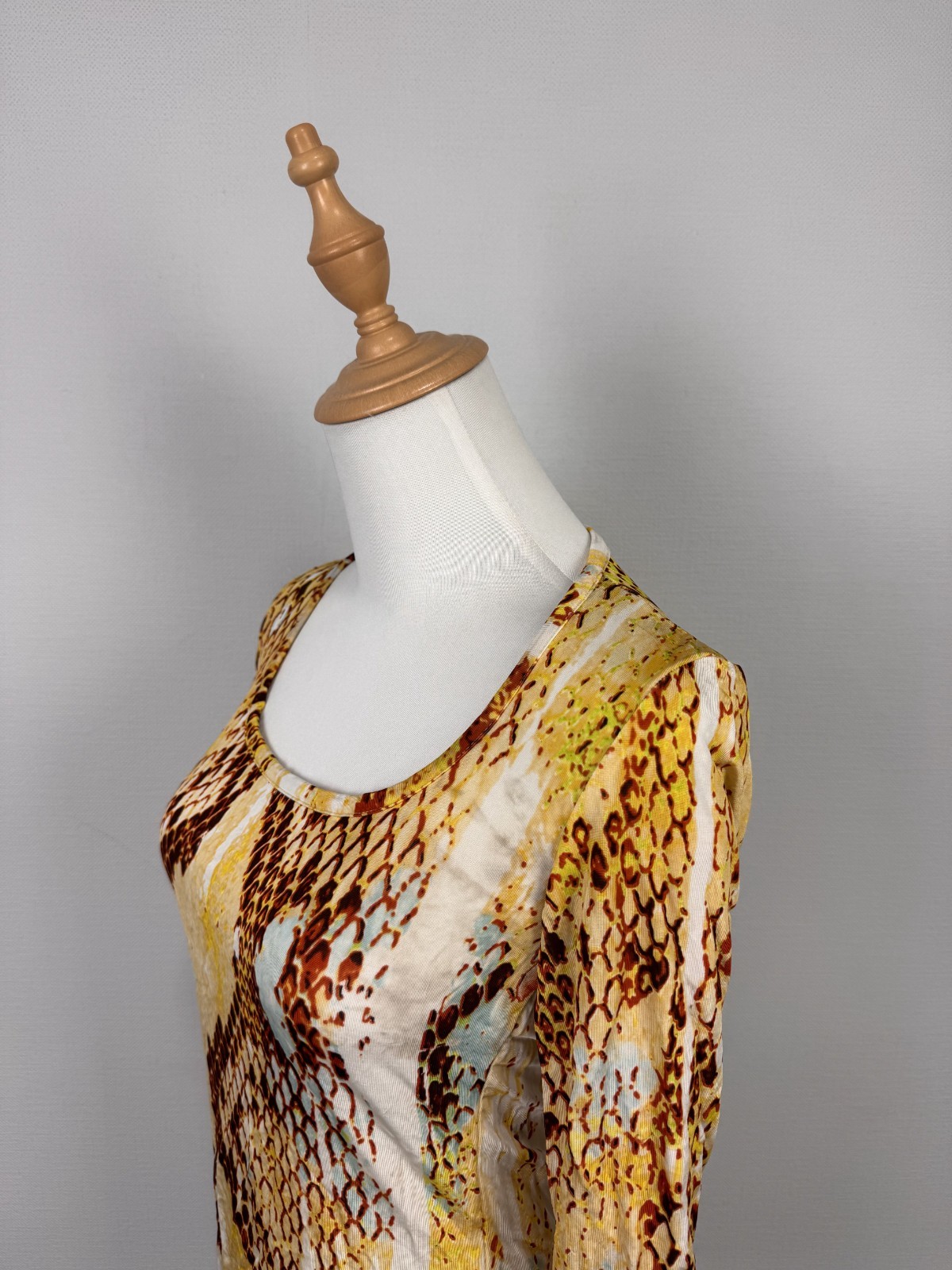 Just Cavalli Made in Bosnia Wonderful Yellow Snake Pattern Stretch Shirt Sz S