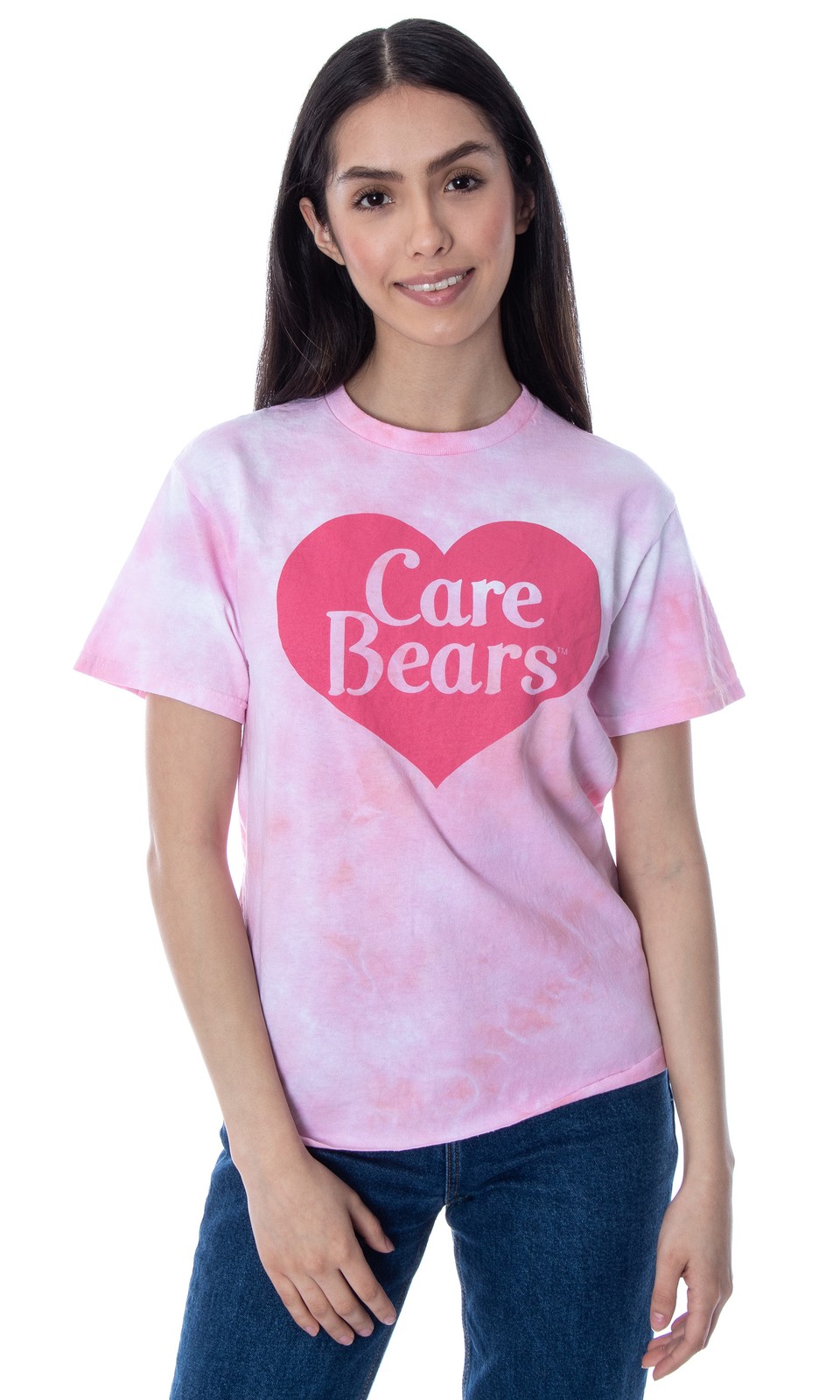 Care Bears Women’s Classic Heart Symbol TIe-Dye Skimmer Crop Top T-Shirt