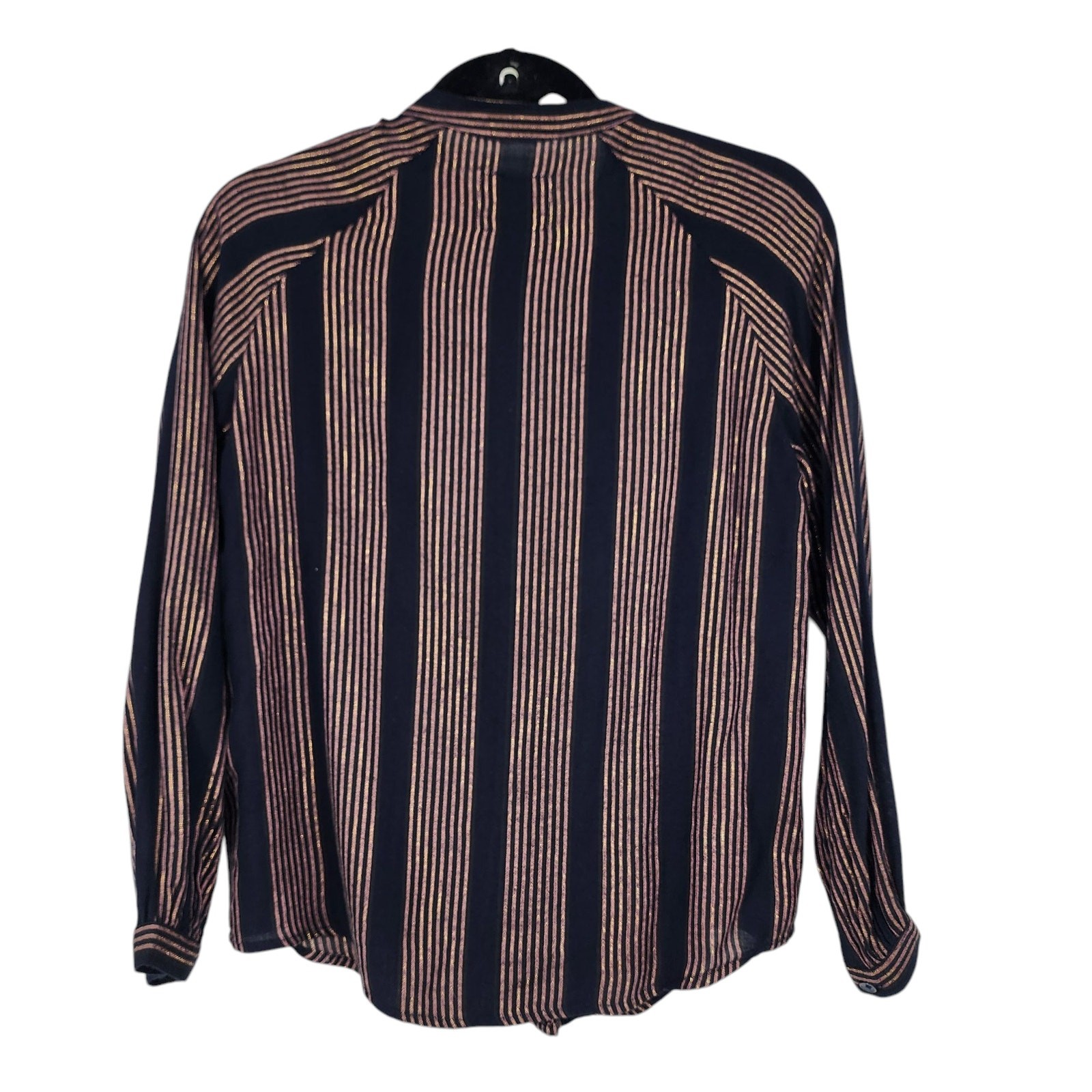 Rails Women’s Edith Metallic Button Front Striped Blouse in Midas Stripe Size XS