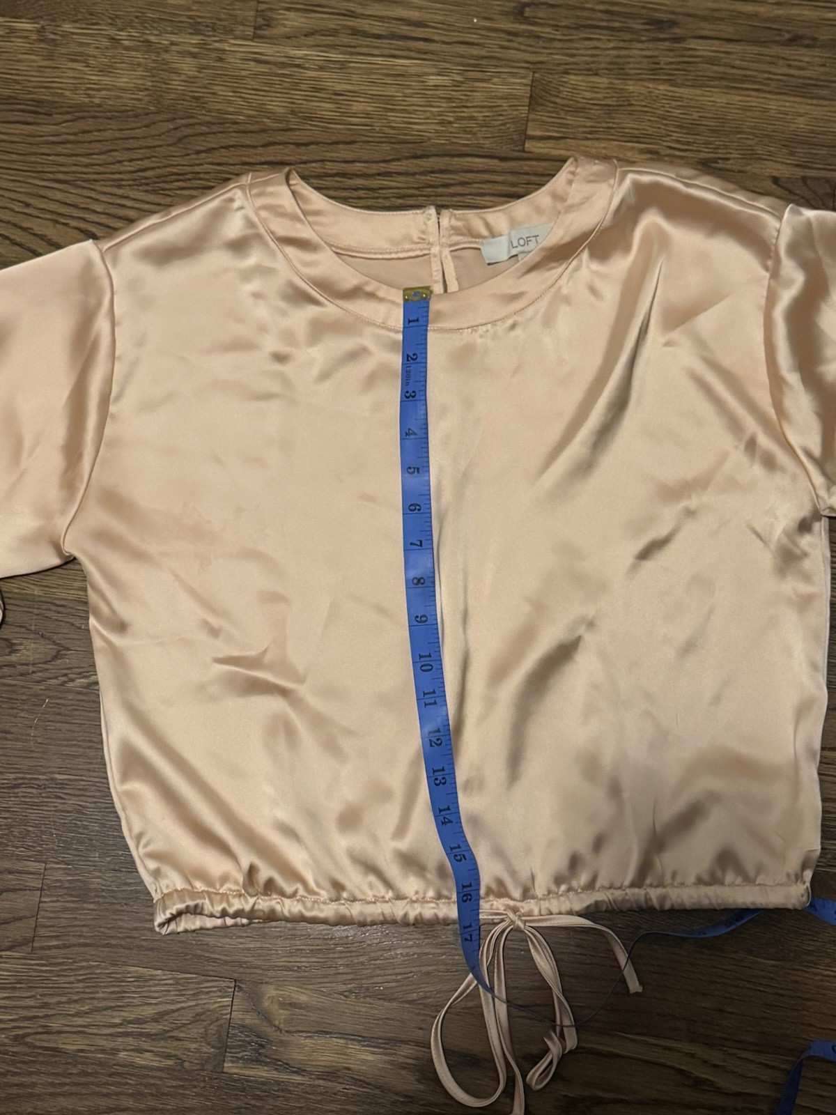 LOFT Satin Drawstring Blouse – S – Champagne Pink – Orig. $64.95