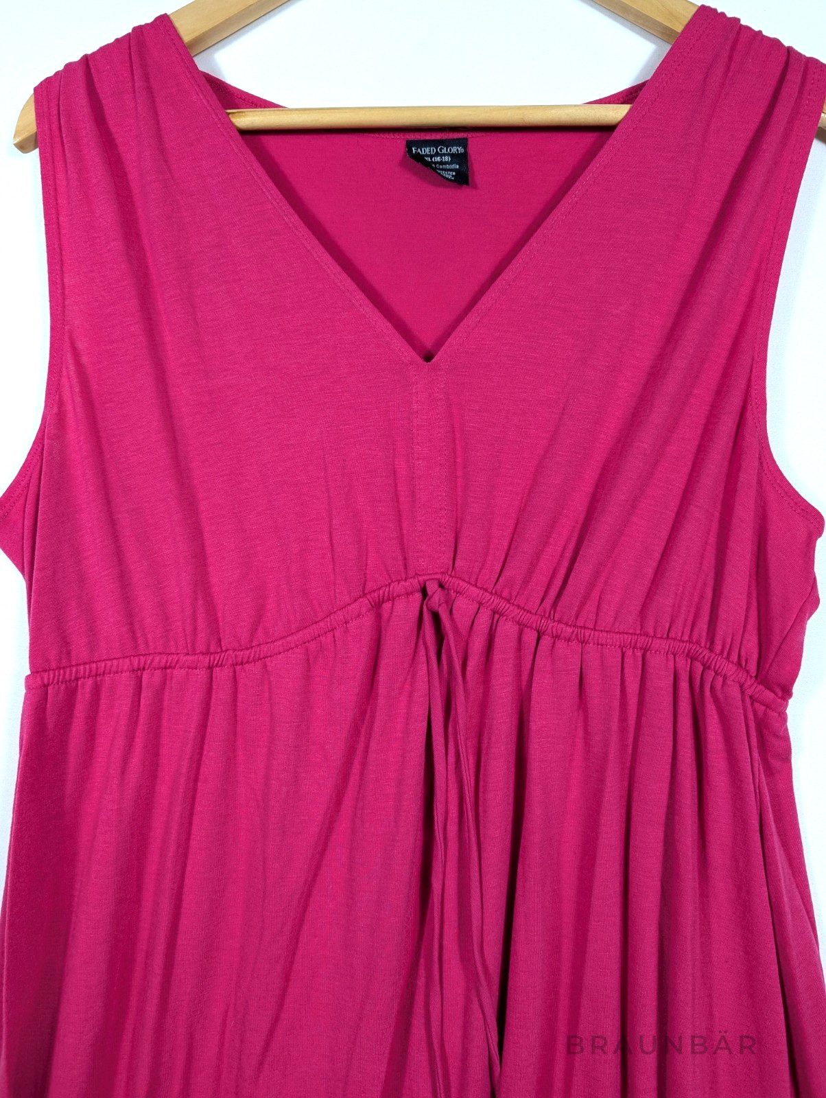 Faded Glory Women’s XL16-18 Long Sleeveless Tunic Blouse Fuchsia Pink Empire