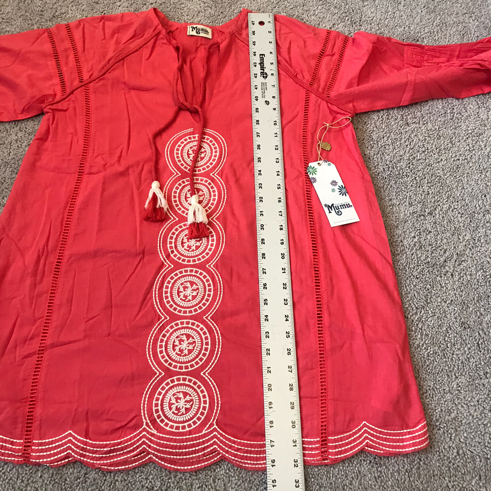 Show Me Your Mumu Claudine Mini Dress Tunic Sz XS Oversized Coral Boho NWT New
