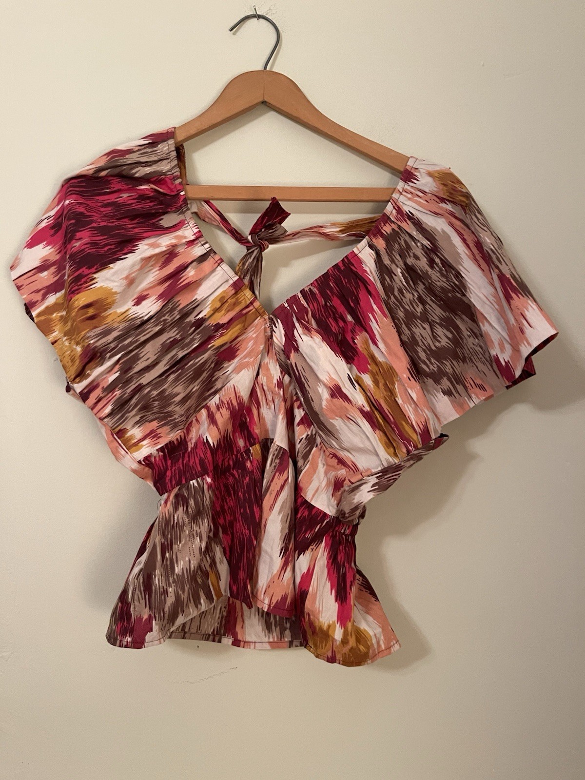 Anthropologie Painterly Open-Back Blouse Top Love The Label XS