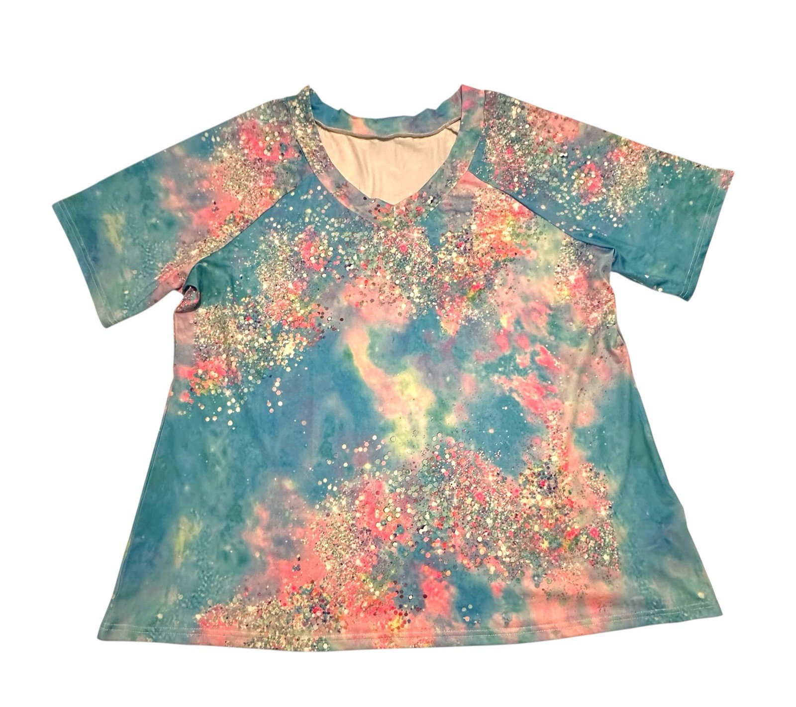 Birthday Party Tee Shirt Womens 4X Blue Pink Confetti Gender Reveal Baby Shower