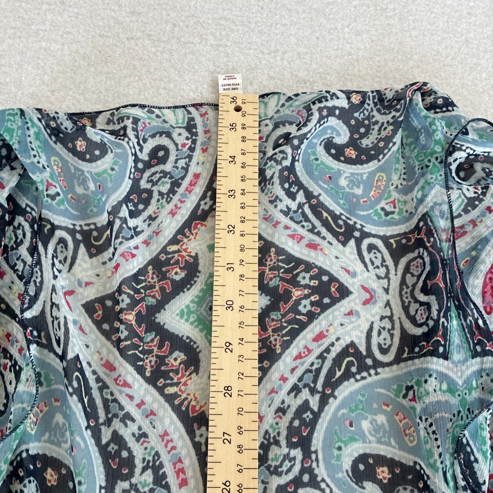 One Size Blue Paisley Kimono Coverup Open Front Boho Cottagecore Festival