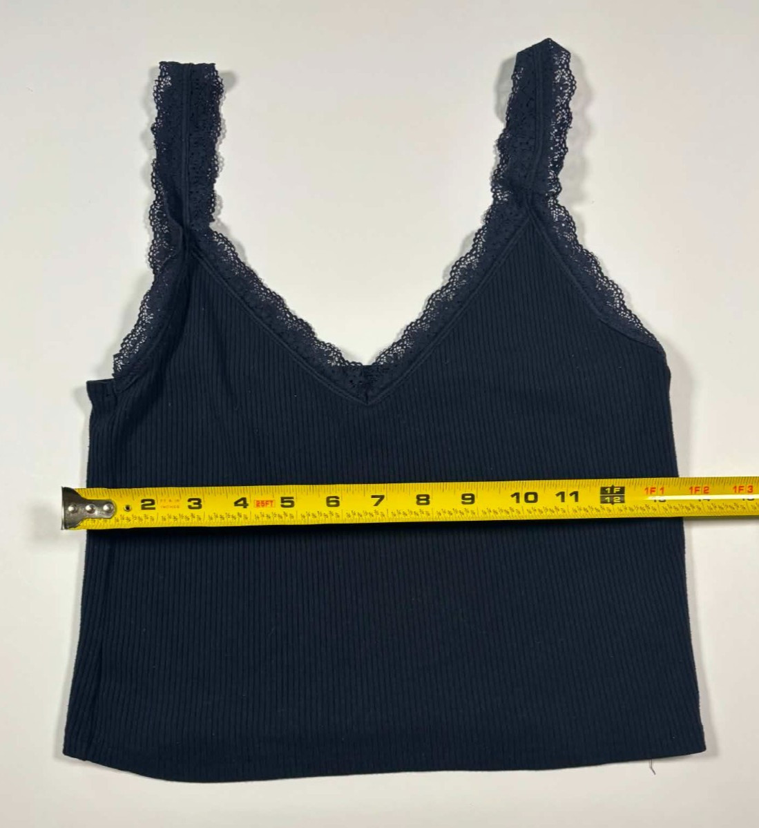 American Eagle Ribbed Lace-strap Crop Top Teen’s XL Navy Blue Summer Casual