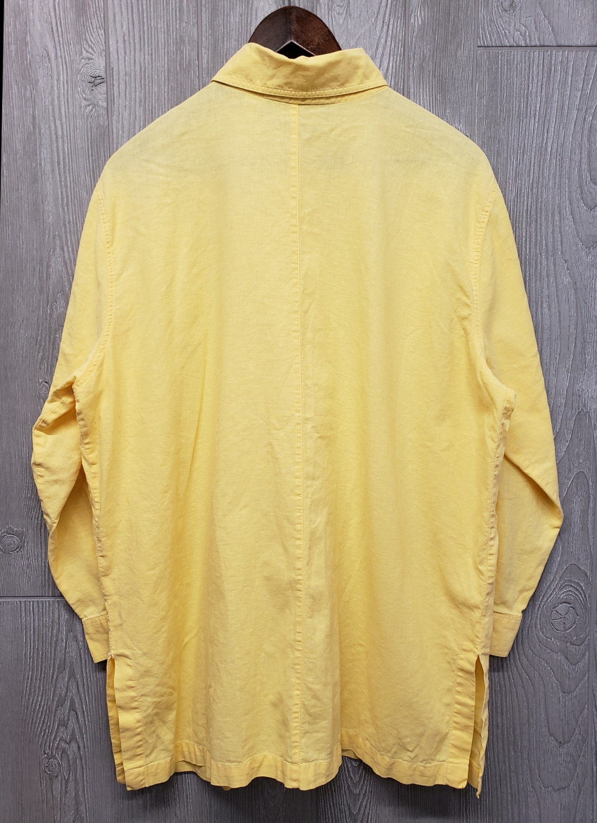 Harve Benard Shirt Womens 1X Linen Blend Button Up Sunshine Yellow Long Sleeve