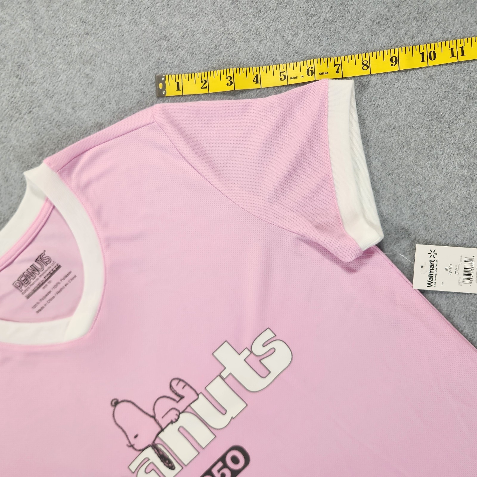 NWT Peanuts Pink Jersey Shirts Womens Size M (8-10) Cropped Snoopy Woodstock