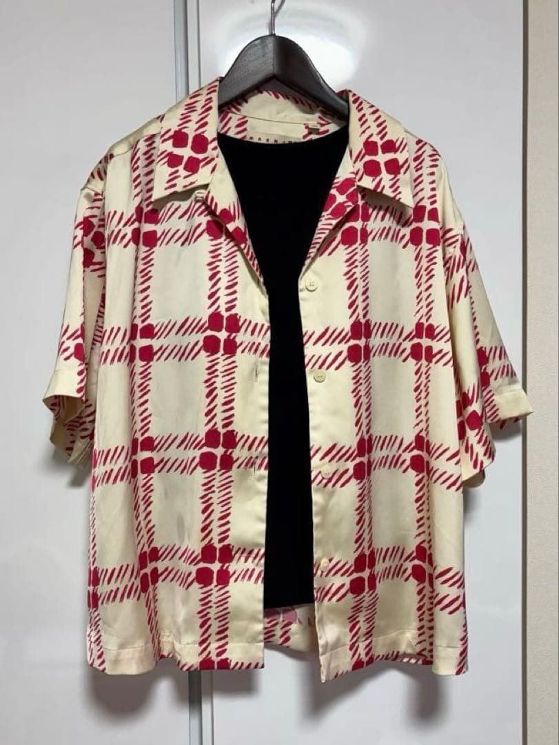 UNIQLO MARNI Collaboration Open Collar Short Sleeve Shirt Red Size L(US M) Used