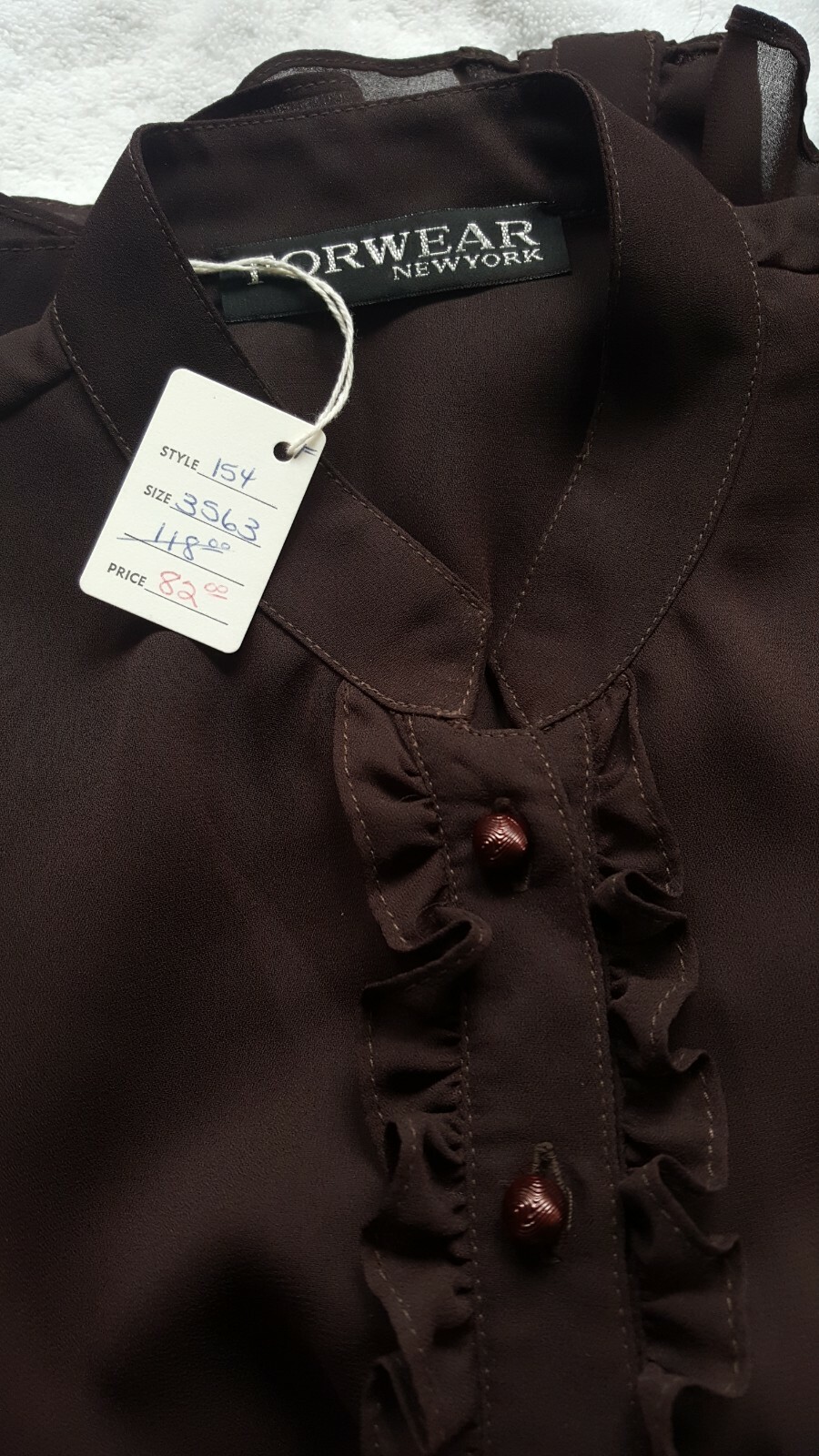 FORWEAR NY High Collar Ruffled Chiffon Blouse Sz S price tags$ 82each~GORGEOUS!