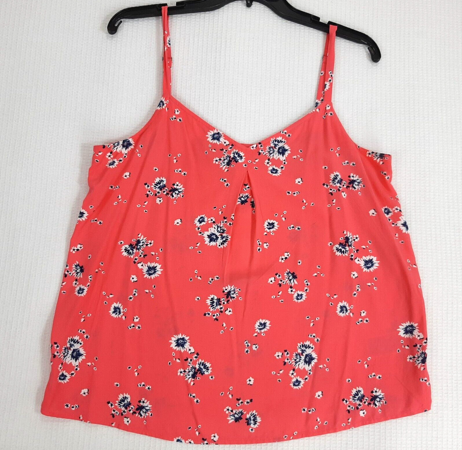 GAP Women’s Size M 8 Tank Top Coral Floral Rayon Adjustable Straps Lightweight