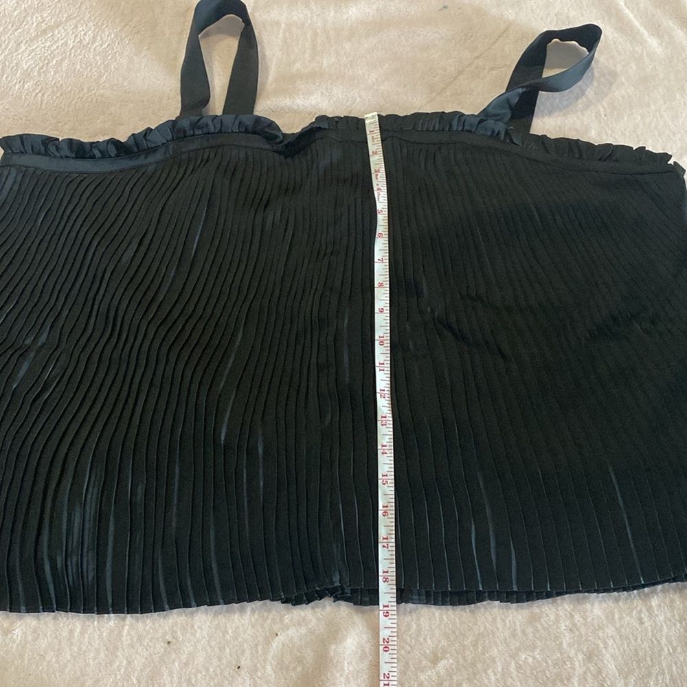 New Ryegrass Womens Peplum Top Pleated Square Neck Sleeveless Black Size 2X