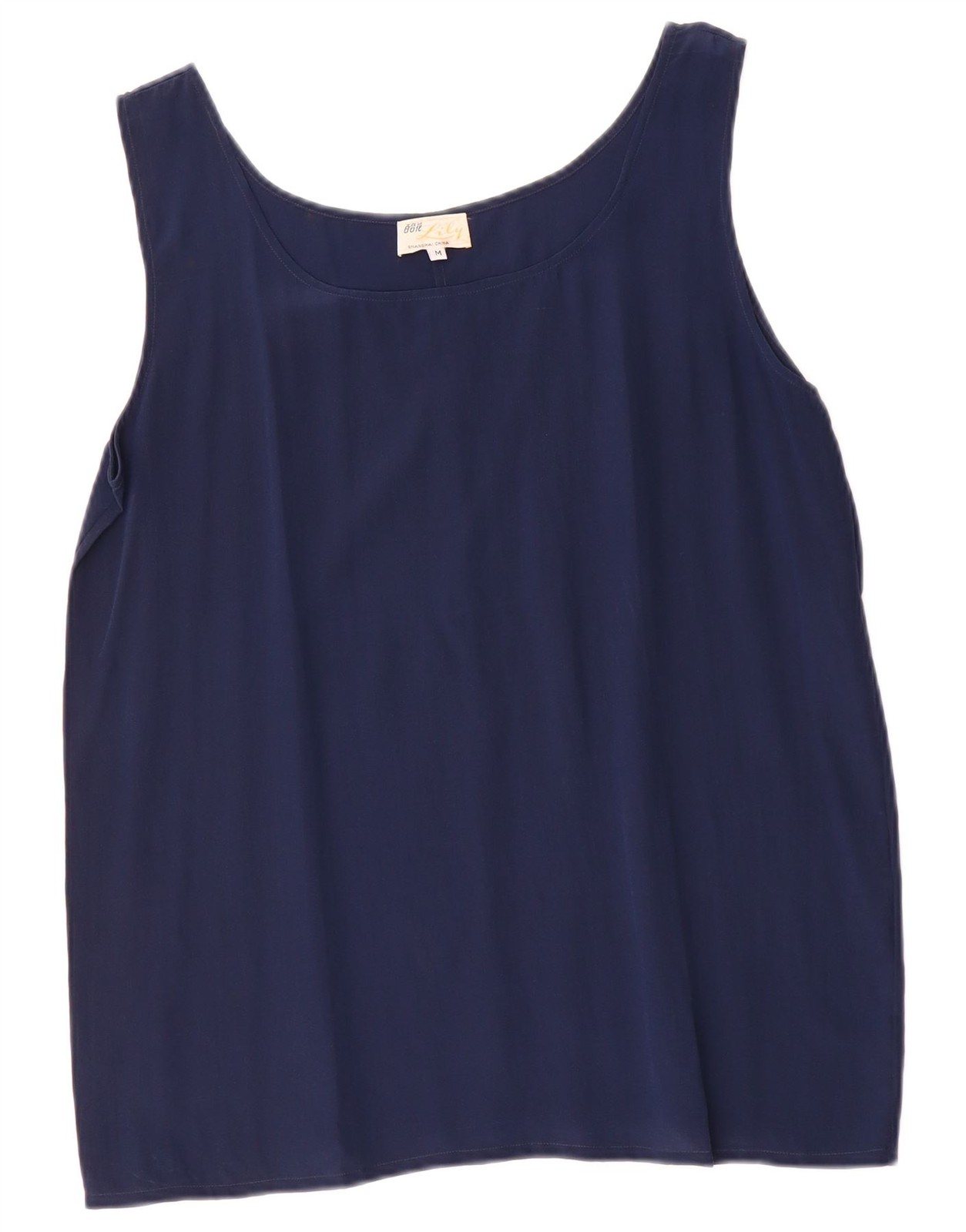 Vintage Womens Vest Top UK 14 Medium Navy Blue CM20